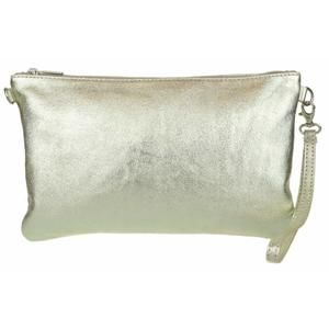 Genuine Italian Metallic Leather Clutch Bag Lht Gold :D
